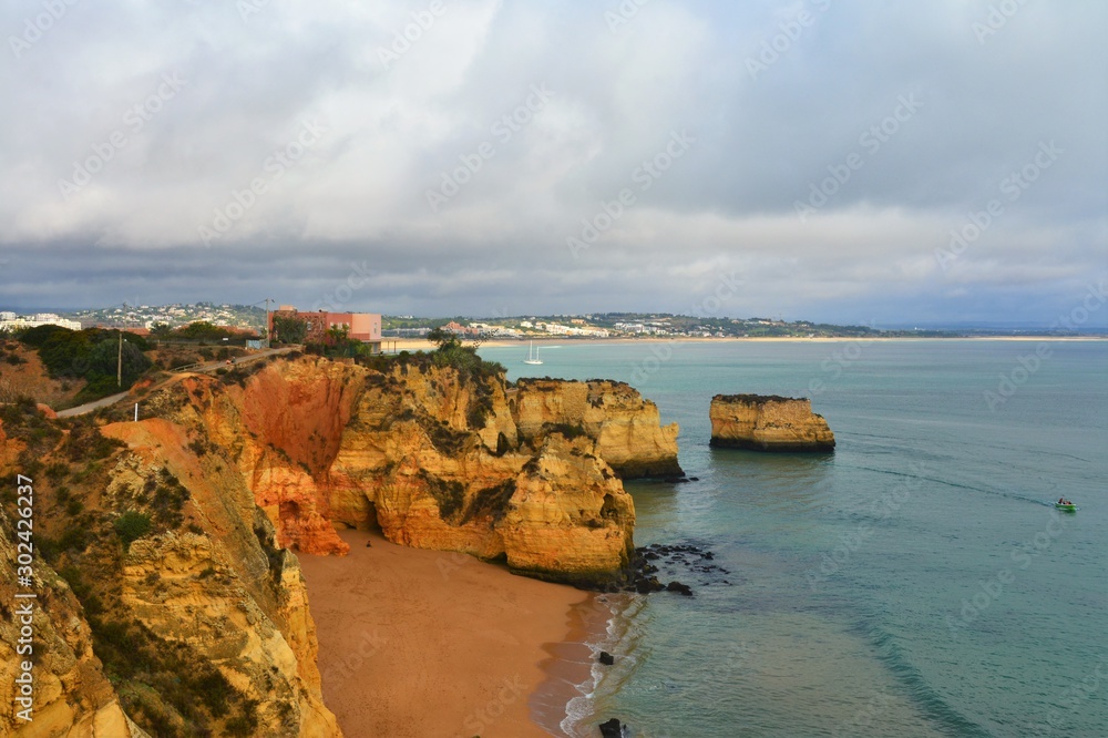 landscape with rocky beach in the Algarve