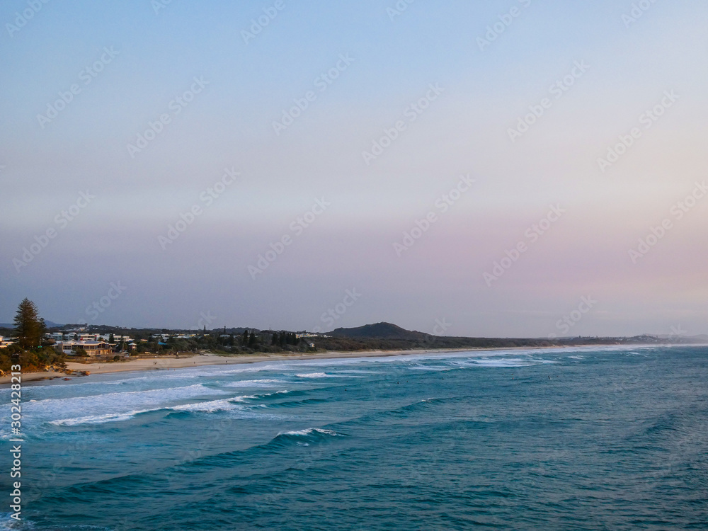 Sunrise over Coolum Beach on the Sunshine Coast, seen from Point Arkwright lookout