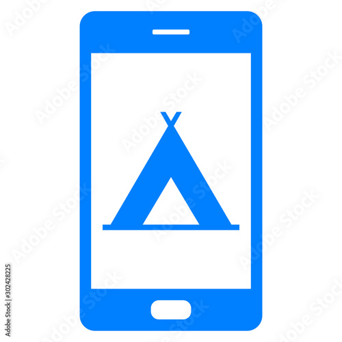 Zelt und Smartphone