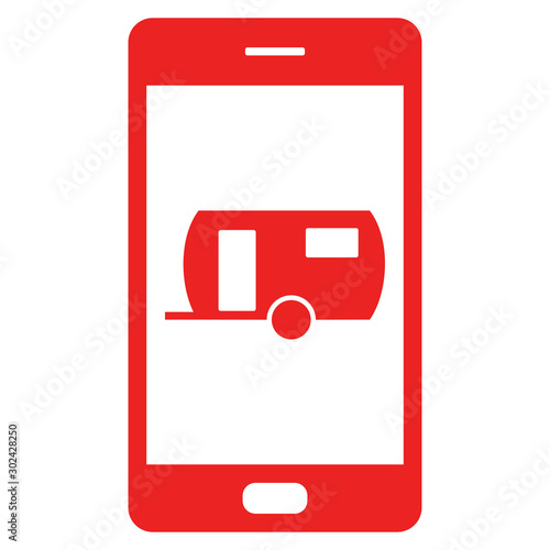 Wohnwagen und Smartphone