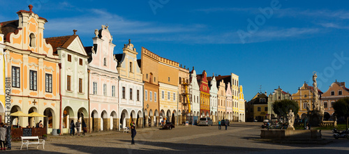 Main square of Telc with Marian column photo