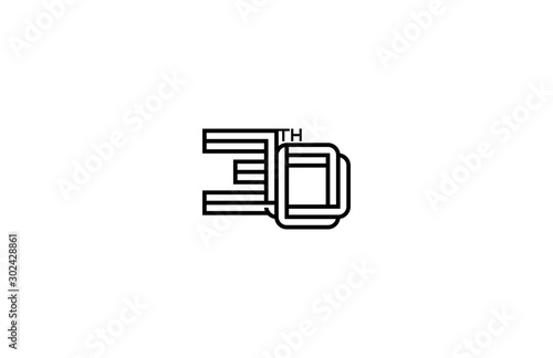 30 th Stripes Linear Monogram Logo