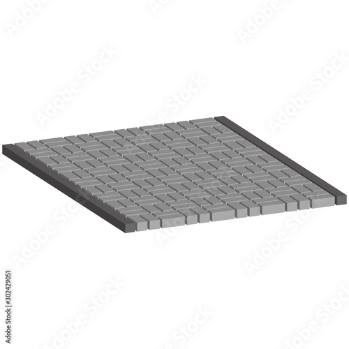 Layout example of paving slabs.Walking alley.Vector isometric and 3D view.	