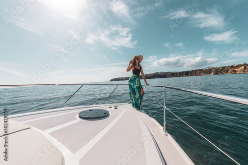 amazing woman on the luxury yacht, procida, italy © Andrea