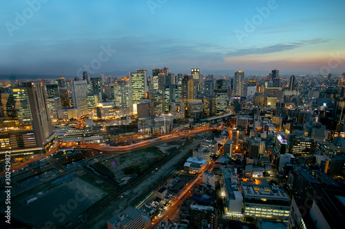 ้high angle view of osaka cityscape at dusk © stockphoto mania