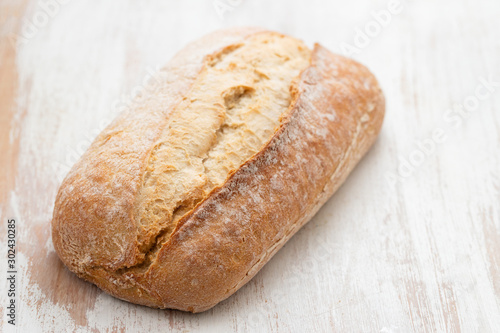 bread on white wooden background