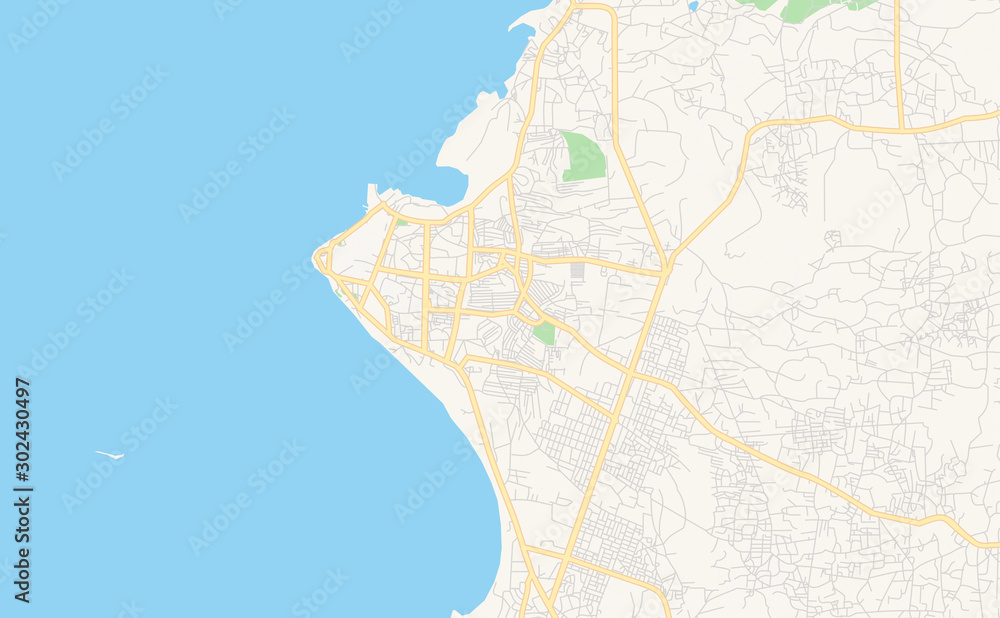 Printable street map of Zanzibar, Tanzania