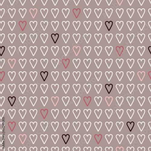 Wallpaper Mural Vector geometric love seamless pattern in pastel. Simple doodle heart hand drawn made into repeat. Great for background, wallpaper, wrapping paper, packaging, valentines day. Torontodigital.ca