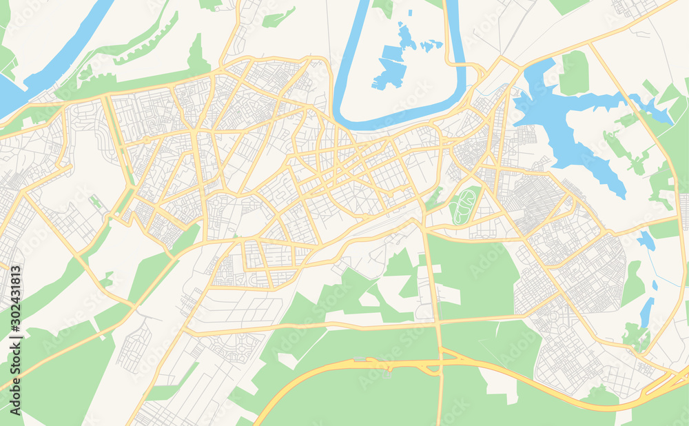 Printable street map of Kenitra, Morocco