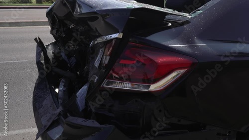 Car crash car on street background