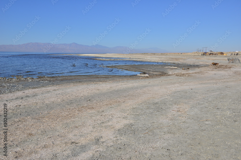 The beach area a the Salton sea in California