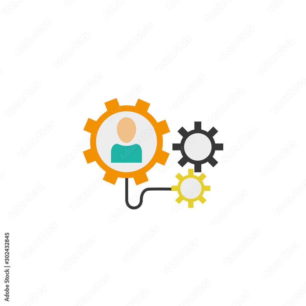 people gears connected idea icon flat style people gears connected idea icon flat style