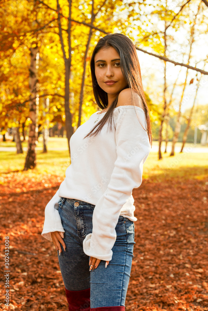 fall portrait of beauty woman holding fall leave fall portrait of beauty woman holding fall leave