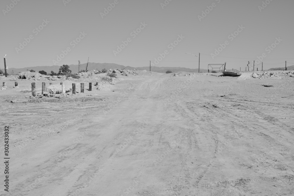 The remains of the Bombay Beach resort at the Salton sea in California The remains of the Bombay Beach resort at the Salton sea in California