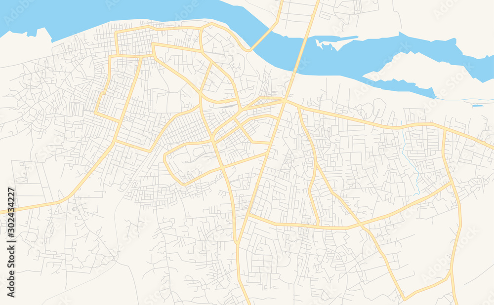 Obraz premium Printable street map of Makurdi, Nigeria