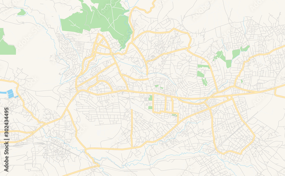 Printable street map of Mbeya, Tanzania