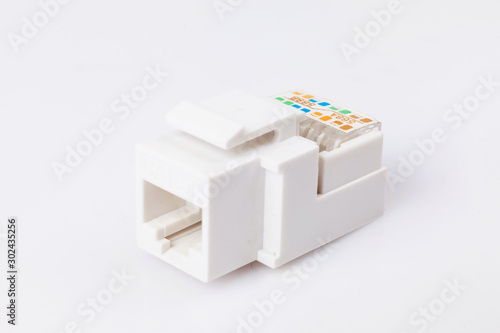 Modular jack or keystone jack isolated on white background