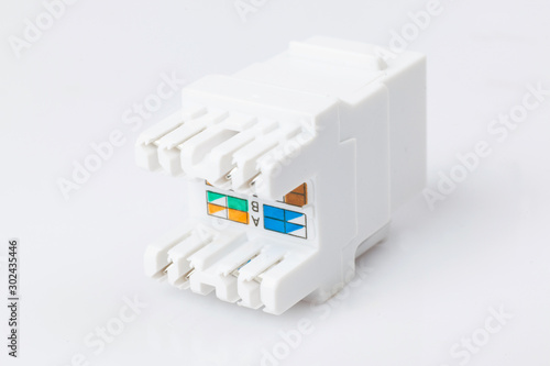 Modular jack or keystone jack isolated on white background