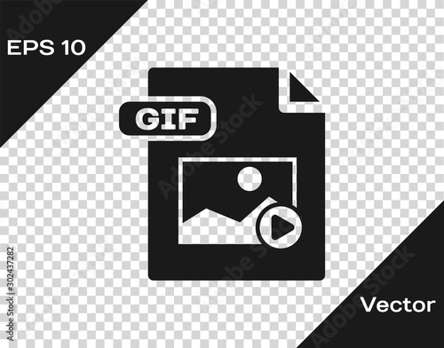 Grey GIF file document. Download gif button icon isolated on transparent background. GIF file symbol. Vector Illustration