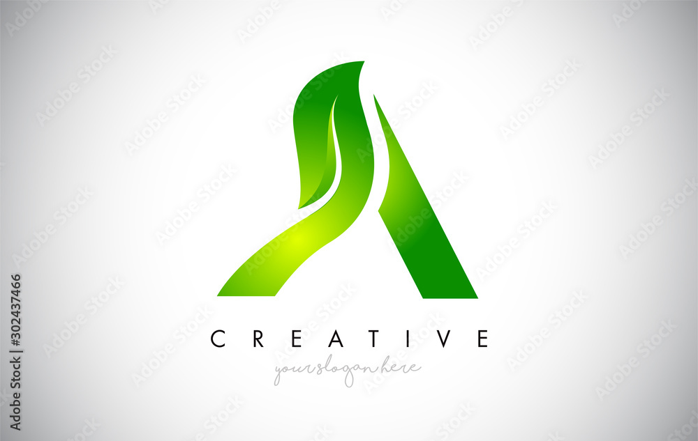 Creative A Leaf Letter Logo Icon Design in Green Colors Vector Illustration. Creative A Leaf Letter Logo Icon Design in Green Colors Vector Illustration.