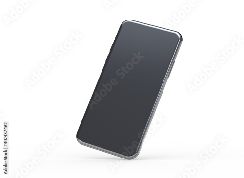 New smartphone with blank screen isolated Flat 3d