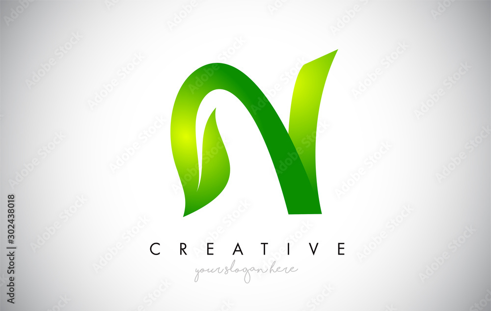N Leaf Letter Logo Icon Design in Green Colors Vector Illustration ...