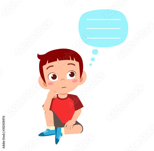 happy cute kid boy think about problem