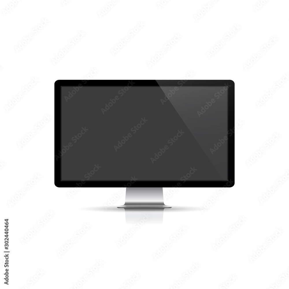 Realistic computer monitor mockup isolated on white background with shadow vector illustration. EPS 10 Realistic computer monitor mockup isolated on white background with shadow vector illustration. EPS 10