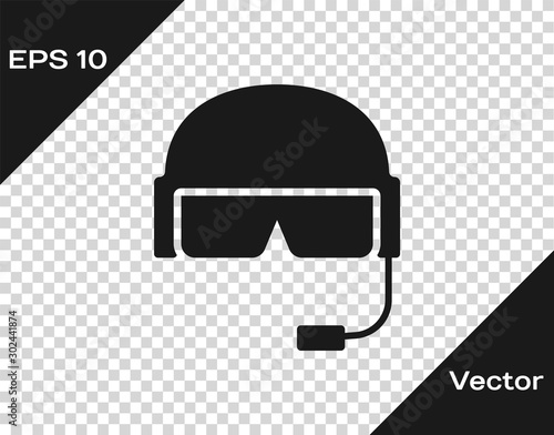 Grey Military helmet icon isolated on transparent background. Army hat symbol of defense and protect. Protective hat. Vector Illustration