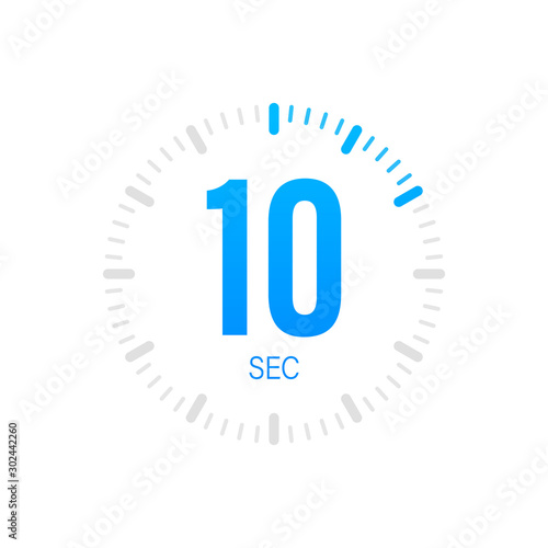 The 10 second, timer, stopwatch vector icon. Stopwatch icon in flat style. Vector stock illustration.