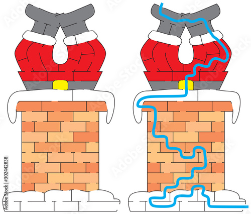 Santa Claus stuck in chimney maze