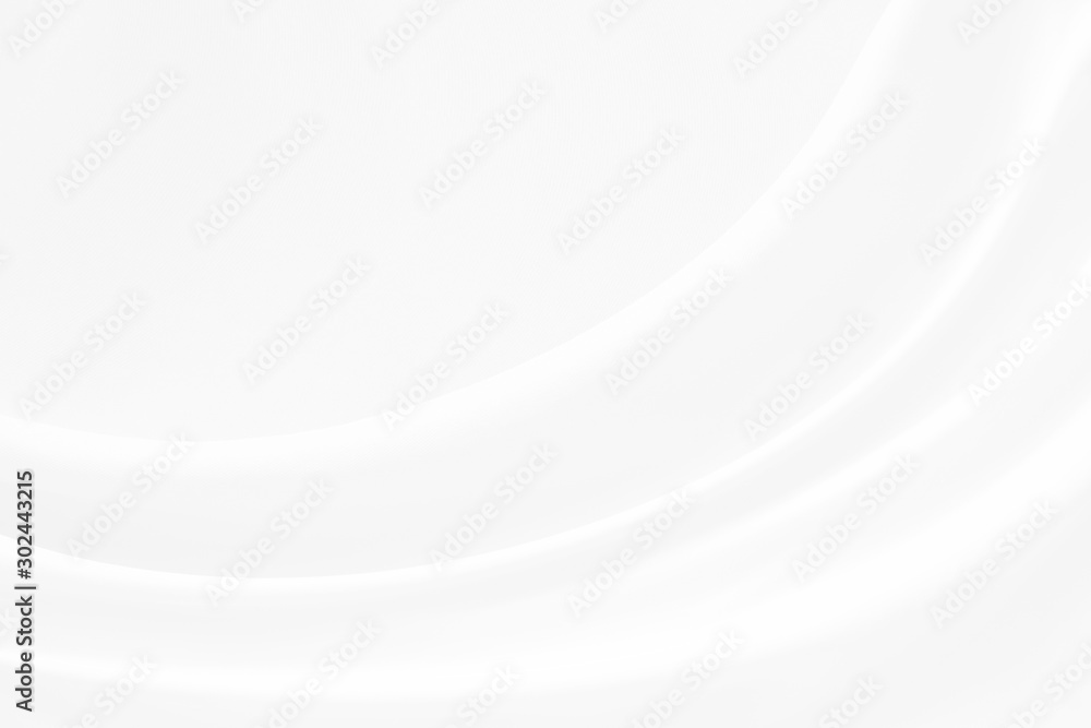Abstract soft waves of white fabric   highlights future background. 3D illustration and rendering. - obrazy, fototapety, plakaty 