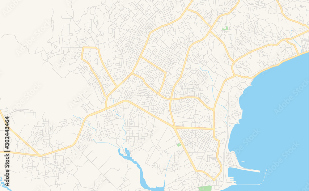 Printable street map of Takoradi, Ghana