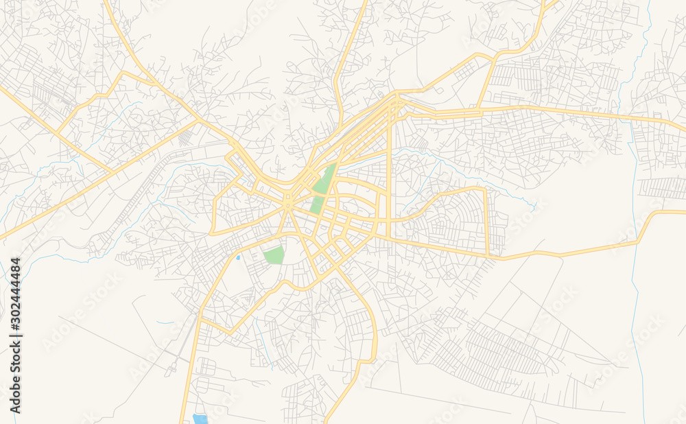 Printable street map of Huambo, Angola