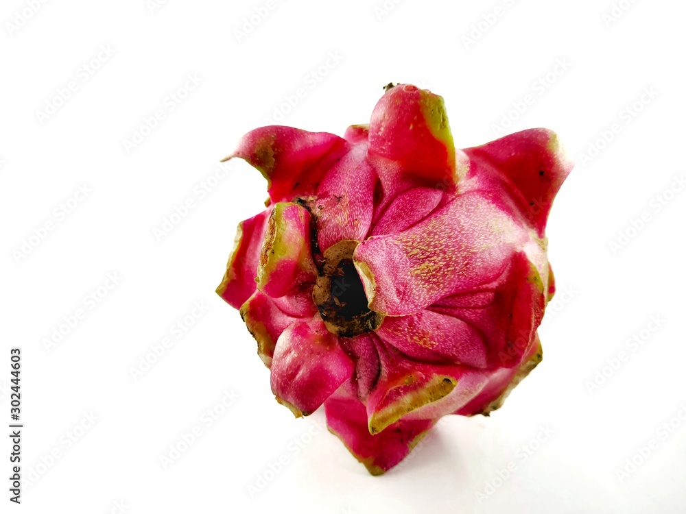 Fresh red dragon fruit isolated from a white background Fresh red dragon fruit isolated from a white background