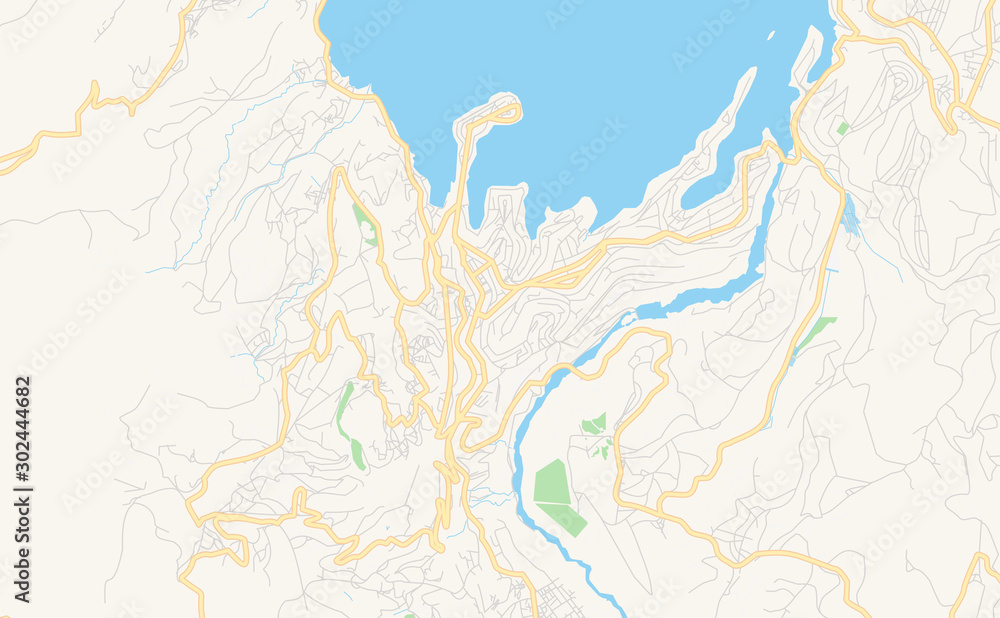 Printable street map of Bukavu, DR Congo