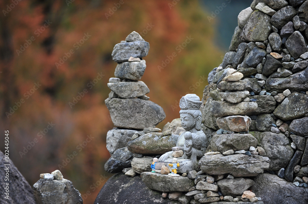 Stone towers piled up in a temple Stone towers piled up in a temple