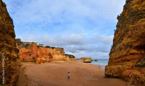 rocky formations formed by erosion on the coast of the Algarve - Portugal