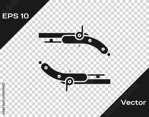 Grey Vintage pistols icon isolated on transparent background. Ancient weapon. Vector Illustration
