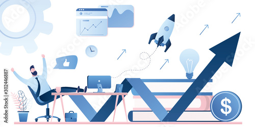 Successful trader or businessman in the workplace. New start up venture concept