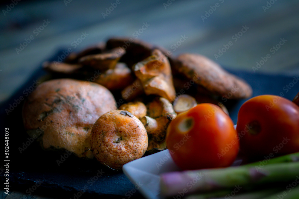 Fresh mushrooms with black background Fresh mushrooms with black background
