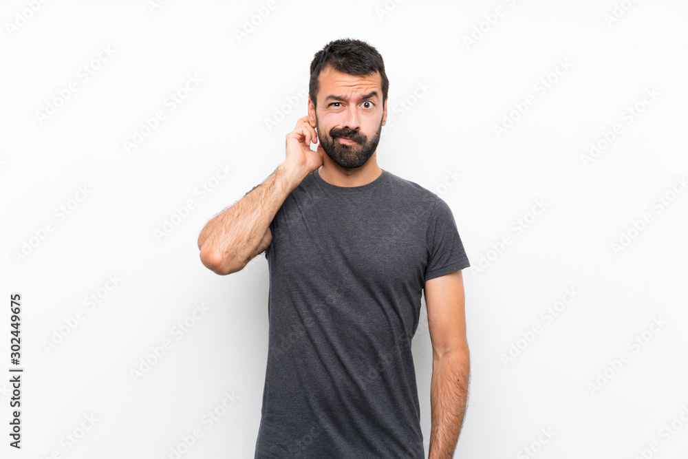 Young handsome man over isolated white background having doubts Young handsome man over isolated white background having doubts