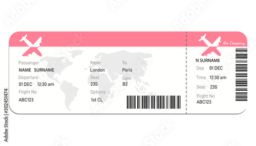 Airline boarding pass ticket