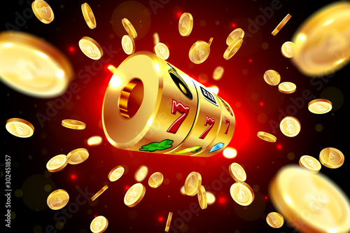 Golden slot machine wins the jackpot.