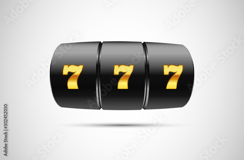 Lucky seven on slot machine. Vector.