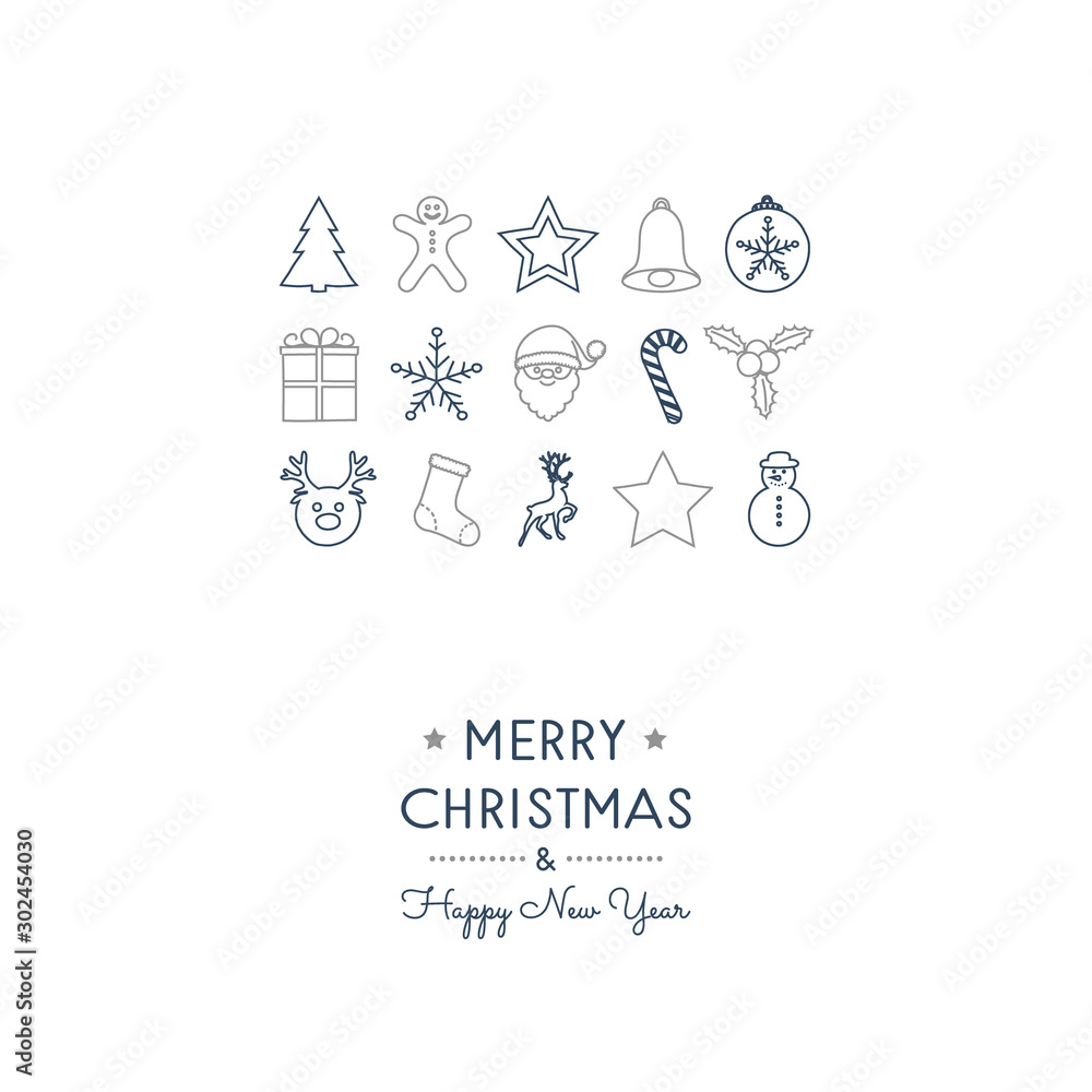 Concept of Christmas card with hand drawn ornaments. Vector. Concept of Christmas card with hand drawn ornaments. Vector.