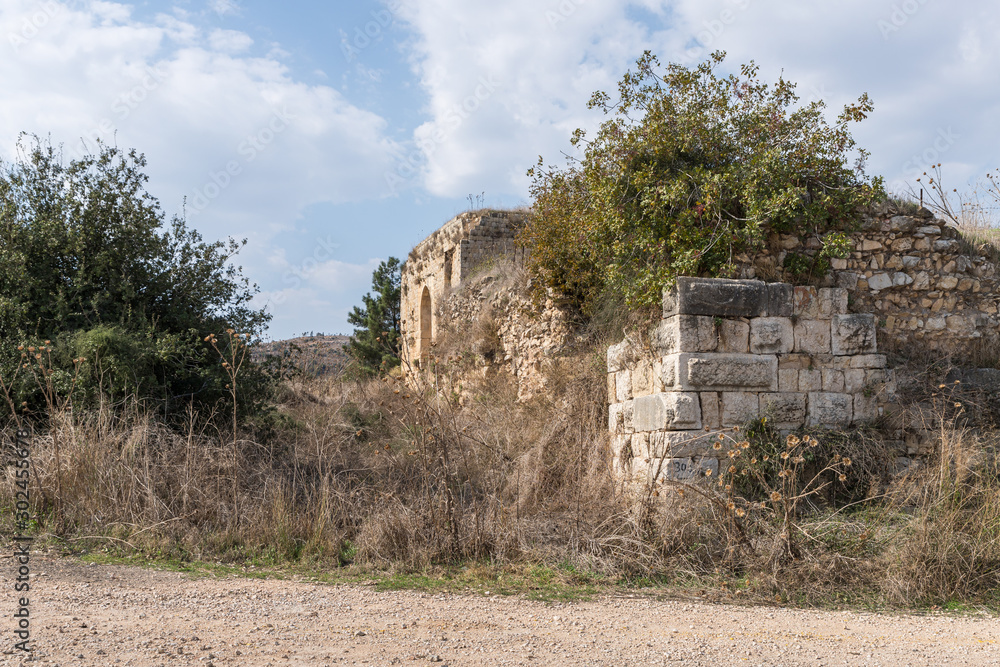 The ruins of crusader Fortress Chateau Neuf - Metsudat Hunin is located at the entrance to the Israeli Margaliot village in the Upper Galilee in northern Israel The ruins of crusader Fortress Chateau Neuf - Metsudat Hunin is located at the entrance to the Israeli Margaliot village in the Upper Galilee in northern Israel