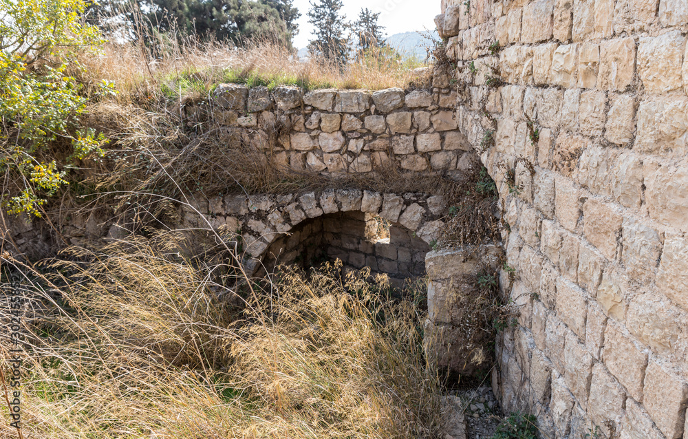 The ruins of crusader Fortress Chateau Neuf - Metsudat Hunin is located at the entrance to the Israeli Margaliot village in the Upper Galilee in northern Israel The ruins of crusader Fortress Chateau Neuf - Metsudat Hunin is located at the entrance to the Israeli Margaliot village in the Upper Galilee in northern Israel