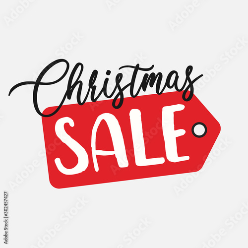 Red Christmas Sale price tag. Sale tag.
