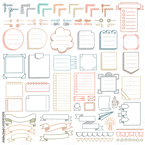 Set of frames, corners, dividers, ribbons and design elements
